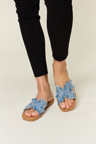 Forever Link Raw Trim Denim H-Band Flat Sandals - Spicy and Sexy
