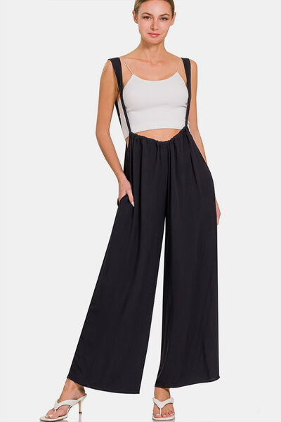 Zenana Tie Back Suspender Jumpsuit with Pockets - Spicy and Sexy