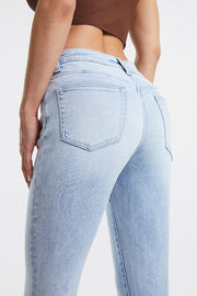BAYEAS Full Size High Waist Raw Hem Washed Straight Jeans
