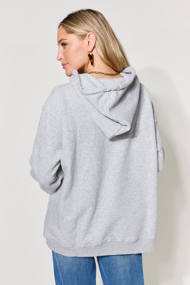 Simply Love Full Size Letter Graphic Zip Up Hoodie