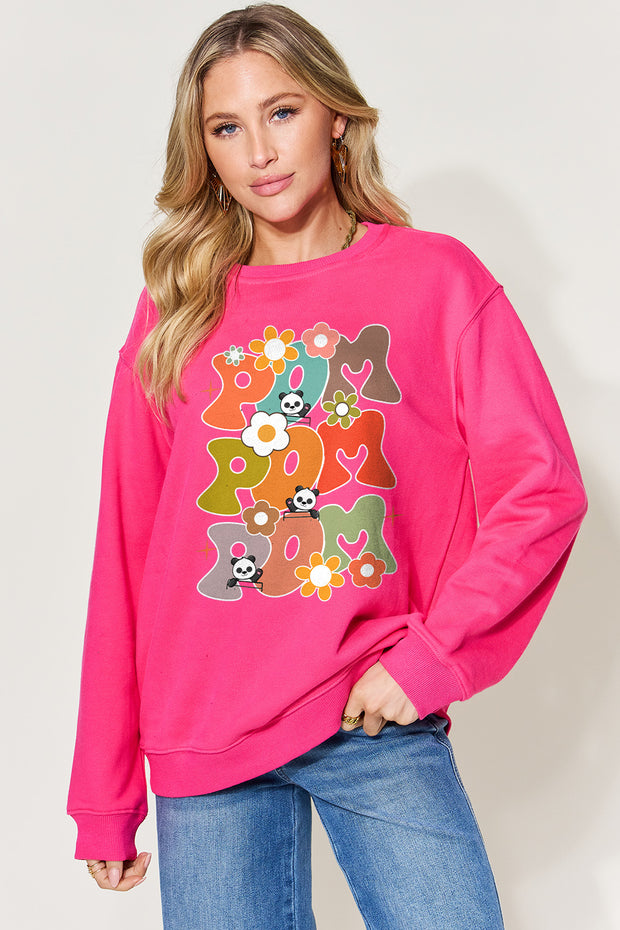 Simply Love Full Size Letter Graphic Long Sleeve Sweatshirt